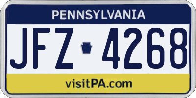 PA license plate JFZ4268