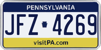 PA license plate JFZ4269