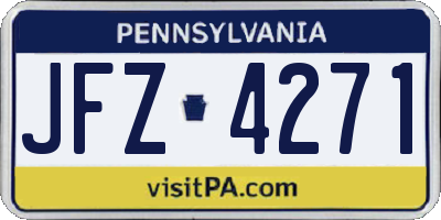 PA license plate JFZ4271