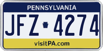 PA license plate JFZ4274