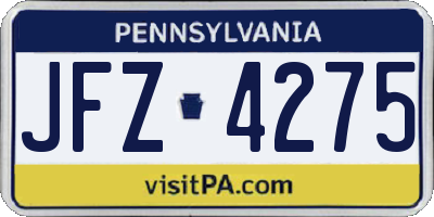 PA license plate JFZ4275