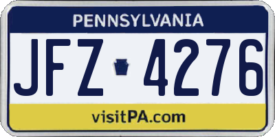PA license plate JFZ4276