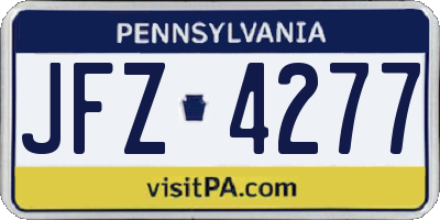 PA license plate JFZ4277
