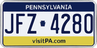 PA license plate JFZ4280