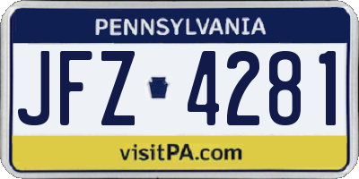 PA license plate JFZ4281