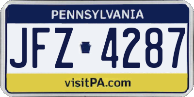 PA license plate JFZ4287