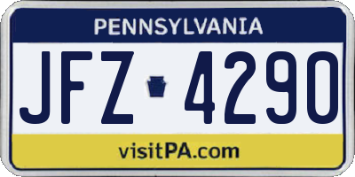 PA license plate JFZ4290