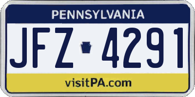PA license plate JFZ4291