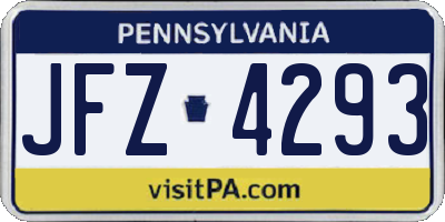 PA license plate JFZ4293
