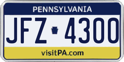 PA license plate JFZ4300