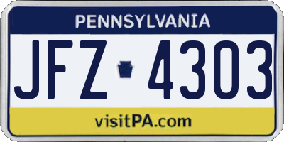 PA license plate JFZ4303