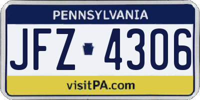 PA license plate JFZ4306