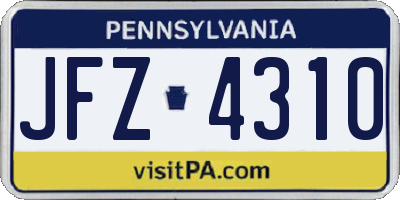 PA license plate JFZ4310