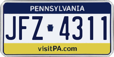 PA license plate JFZ4311
