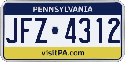 PA license plate JFZ4312