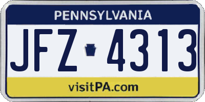 PA license plate JFZ4313