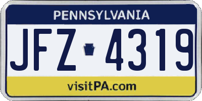 PA license plate JFZ4319