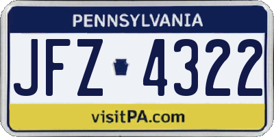 PA license plate JFZ4322