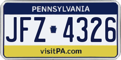 PA license plate JFZ4326
