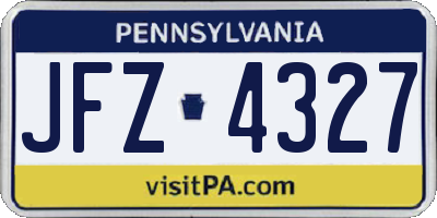 PA license plate JFZ4327