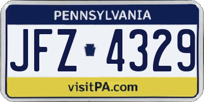 PA license plate JFZ4329
