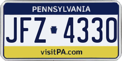 PA license plate JFZ4330