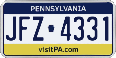 PA license plate JFZ4331
