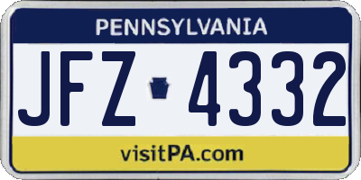 PA license plate JFZ4332