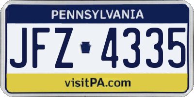 PA license plate JFZ4335