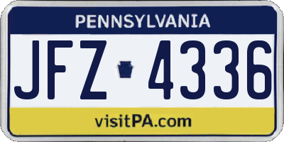 PA license plate JFZ4336