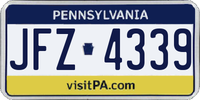 PA license plate JFZ4339