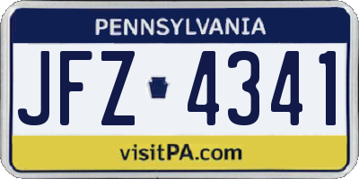 PA license plate JFZ4341