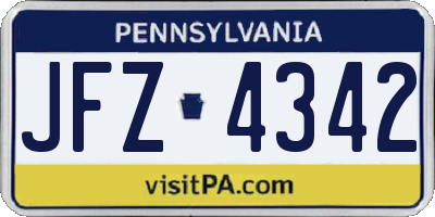 PA license plate JFZ4342