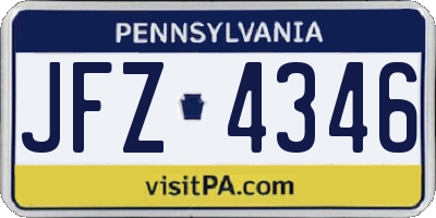 PA license plate JFZ4346