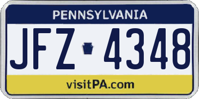 PA license plate JFZ4348