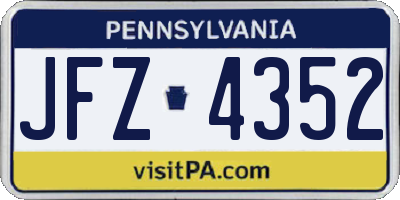 PA license plate JFZ4352