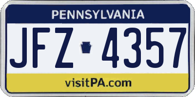 PA license plate JFZ4357