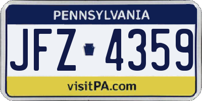 PA license plate JFZ4359