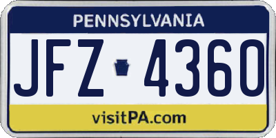 PA license plate JFZ4360