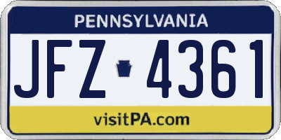 PA license plate JFZ4361