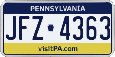 PA license plate JFZ4363