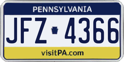 PA license plate JFZ4366