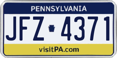 PA license plate JFZ4371