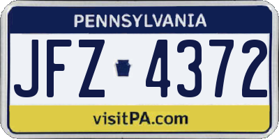 PA license plate JFZ4372