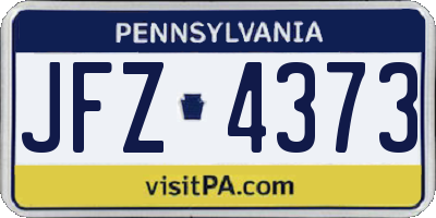 PA license plate JFZ4373