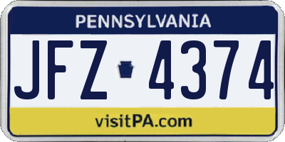 PA license plate JFZ4374
