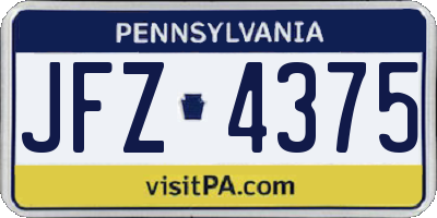 PA license plate JFZ4375
