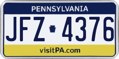 PA license plate JFZ4376