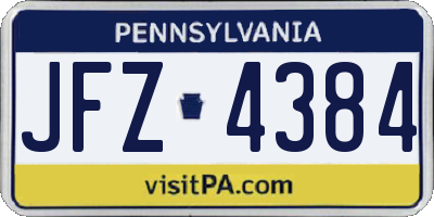 PA license plate JFZ4384