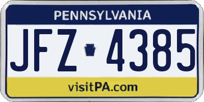 PA license plate JFZ4385